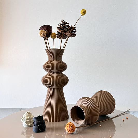 طقم من قطعتين من المزهريات الفنية بنمط موجي، مزهريات لتنسيق الزهور المجففة، مناسبة لتزيين المنزل، وتزيين الممرات، وتزيين المكاتب، وتزيين الخزائن، أفضل الهدايا للعطلات.