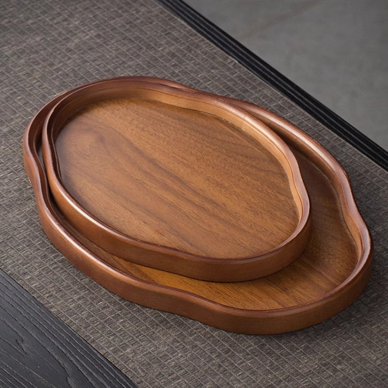 2025 New Model Elegant Dark Brown - Durable Serving Tray for Tea, Breakfast, Desserts - Ideal for Home, Restaurants, Hotels, Japanese Formal Dining - Heavy-Duty Construction, Breakfast Presentation, Natural Wood Grain, Premiu