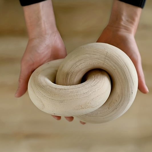 A Rustic Wooden Knot Sculpture, a 7-Inch Farmhouse Decor Piece Suitable for Coffee Tables, Ornaments, Bookshelves, And Living Rooms - Stylish Home Decoration in Black/White/Beige/Brown, Bookshelf Decor | Chic Aesthetics | Han