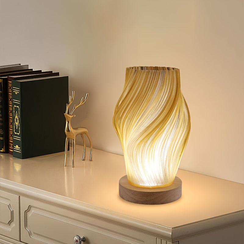 Modern Minimalist Design Adjustable Brightness Table Lamp with a Wooden Base, Powered by USB, Featuring Button Control, Suitable for Decorating And Lighting Bedrooms, Living Rooms, And Dormitories