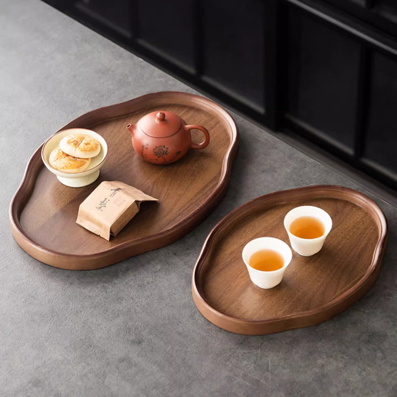 2025 New Model Elegant Dark Brown - Durable Serving Tray for Tea, Breakfast, Desserts - Ideal for Home, Restaurants, Hotels, Japanese Formal Dining - Heavy-Duty Construction, Breakfast Presentation, Natural Wood Grain, Premiu