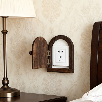 غطاء مفتاح كهربائي خشبي لمقبس الحائط - مناسب لمقابس الكهرباء الأوروبية والهندية، مقاوم للغبار، لا يتطلب أسلاكًا أو كهرباء، سهل التركيب بالضغط، مناسب لغرف النوم والمطابخ والجراجات (متوافق مع 