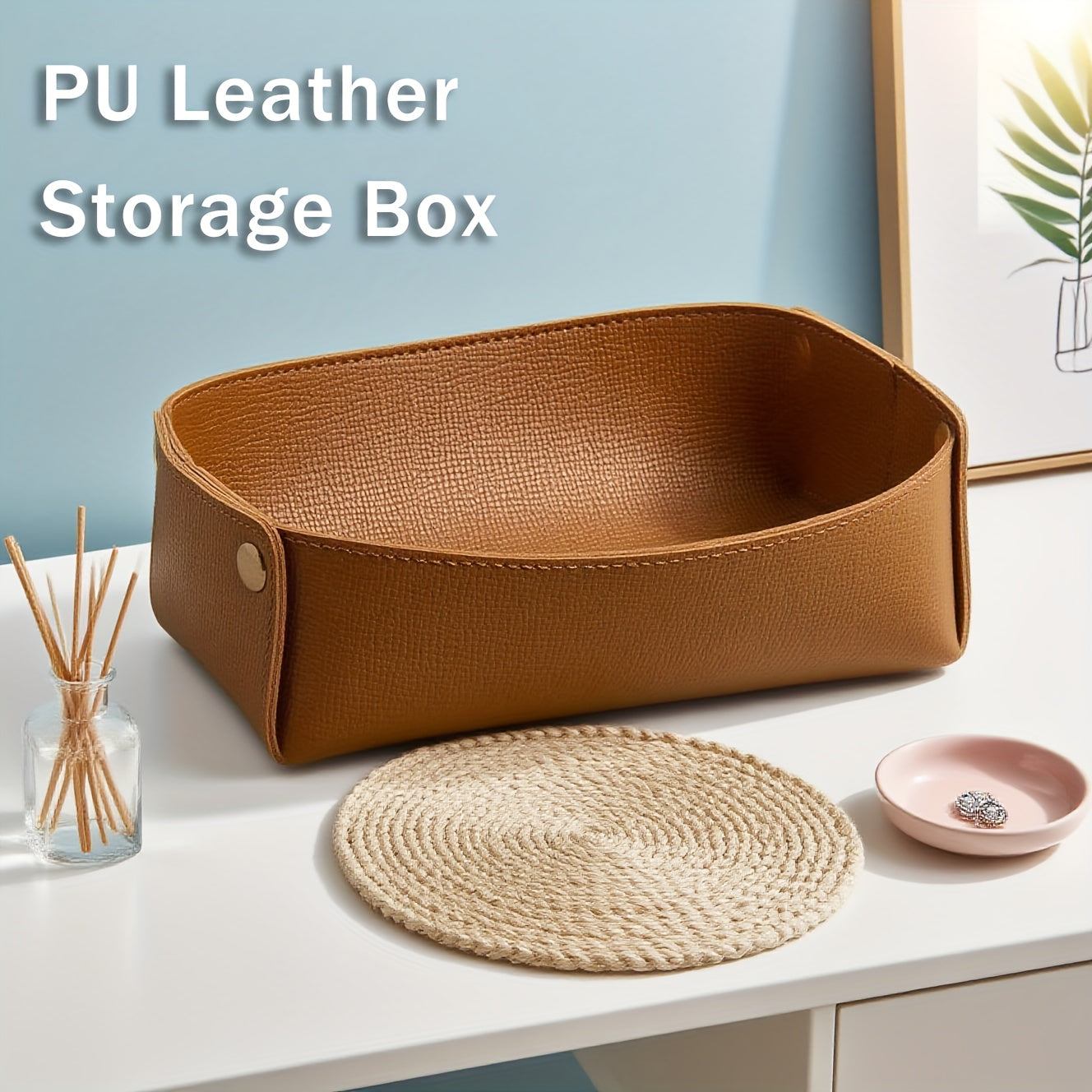 1 Nordic Minimalist Open Storage Box, Premium Faux Leather PU Multi-Functional Organizer Tray for Room Entryway Office Home Organization and Storag, Thanksgiving Gift Christmas Present Small Exquisite Practical Presents