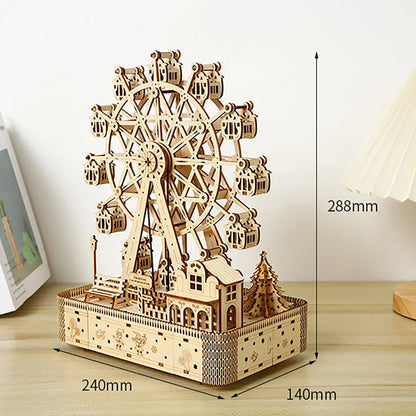 Ferris Wheel Hands Craft DIY 3D Wooden Puzzle Instrument Assembly Building Model Kit Brain Teaser Puzzles Toy