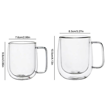 150-350ml Heat Resistant High Borosilicate Glass Mug Double Wall Glass Coffee Cup with Handle Milk Water Cup Clear Cups Gift