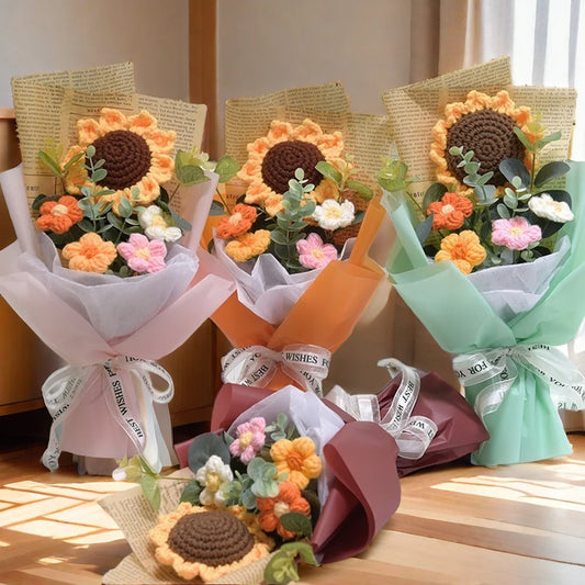 Handmade Crochet Sunflower & Daisy Bouquet – Gift for Special Occasions