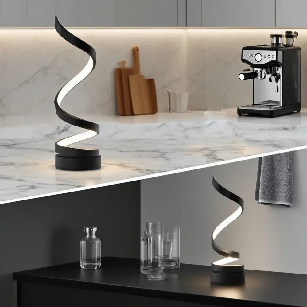 LED Spiral Table Lamp – Dimmable Adjustable Bedside Lamp for Home & Office