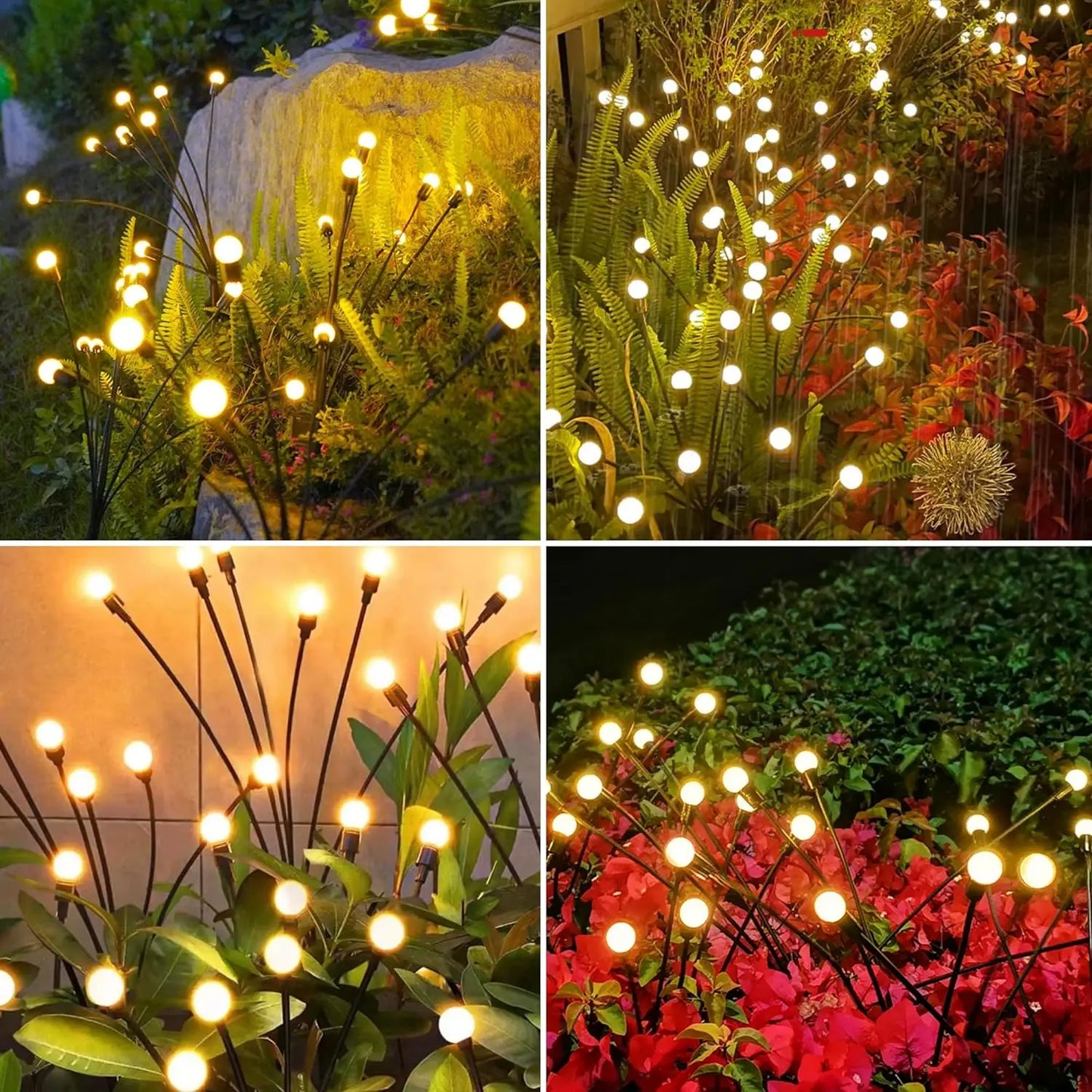 Garden Lights-New Upgraded Solar Powered Firefly Lights Outdoor Waterproof Vibran Garden Lights for Decorationi