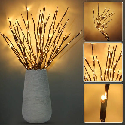 Lighted Willow Branch Bouquet – 20 LED Twig Lamp for Tall Vase & Event Decor