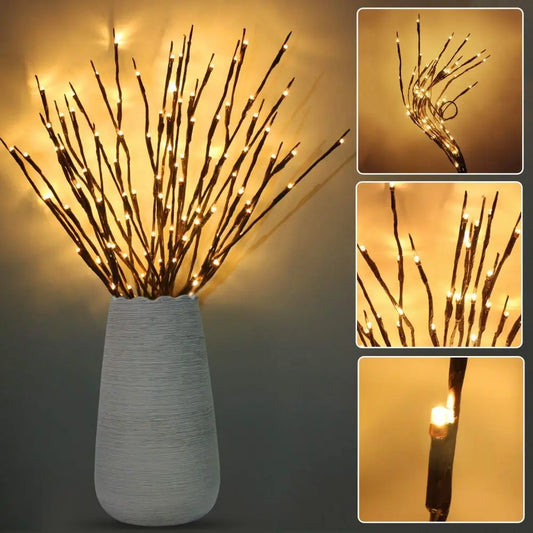 Lighted Willow Branch Bouquet – 20 LED Twig Lamp for Tall Vase & Event Decor