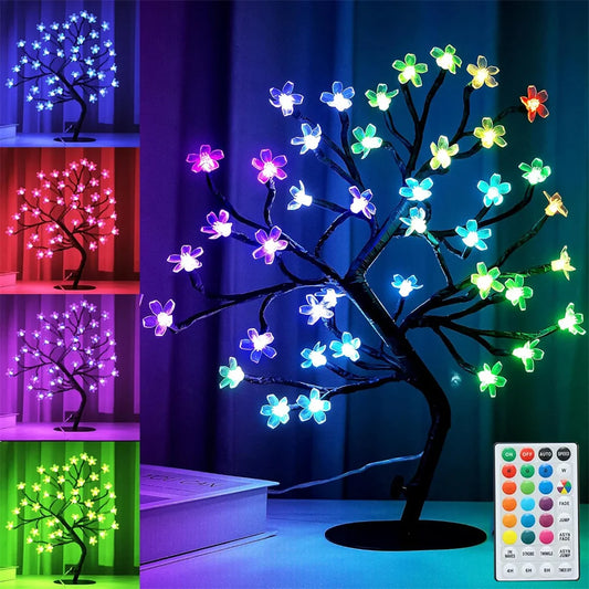 RGB Cherry Blossom Tree Lamp – 48 LED, 16 Colors, Remote Control