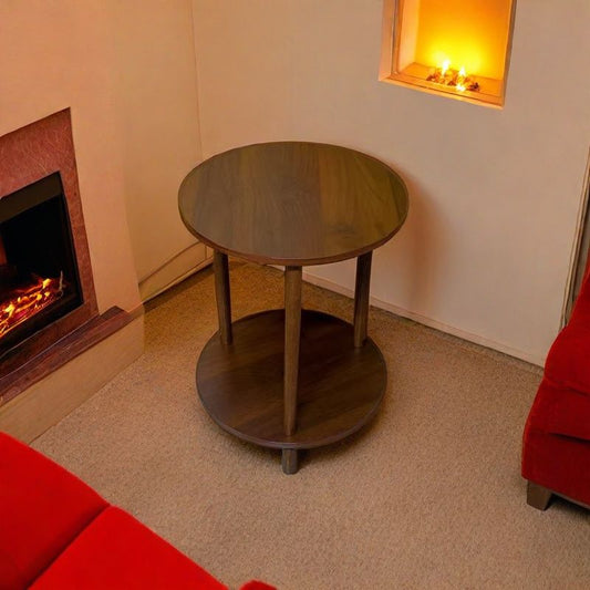 Modern Round Side Table - /wood MDF-Free Contemporary Coffee Table, Space-Saving 68.58cm Low-Profile Round Top, Easy Assembly Compact Bedside/Sofa Table for Small Spaces, Circular Desk ( Wood)