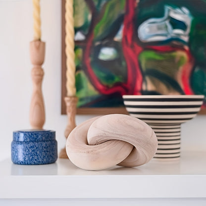 A Rustic Wooden Knot Sculpture, a 7-Inch Farmhouse Decor Piece Suitable for Coffee Tables, Ornaments, Bookshelves, And Living Rooms - Stylish Home Decoration in Black/White/Beige/Brown, Bookshelf Decor | Chic Aesthetics | Han