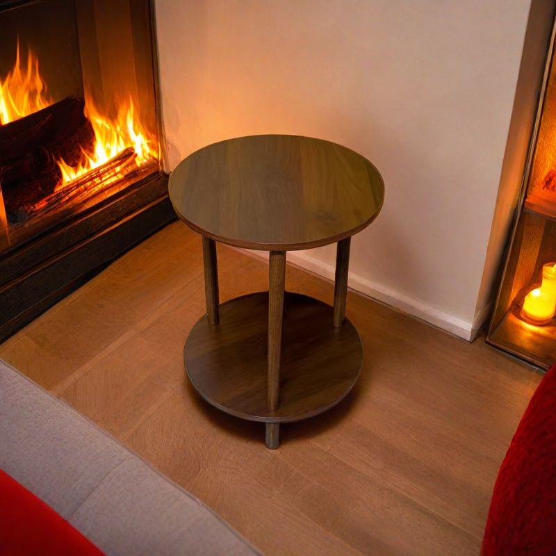 Modern Round Side Table - /wood MDF-Free Contemporary Coffee Table, Space-Saving 68.58cm Low-Profile Round Top, Easy Assembly Compact Bedside/Sofa Table for Small Spaces, Circular Desk ( Wood)