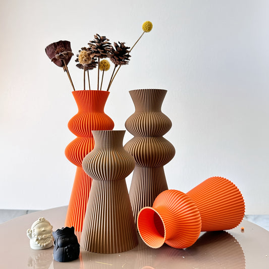 2pcs Set of Wave-patterned Artistic Vases, Dry Flower Arrangement Vases, Suitable for Home Decor Vase Ornaments, Hallway Decor Vase Ornaments, Office Desk, Cabinet Vase Ornaments, the Best Gifts for Holidays.