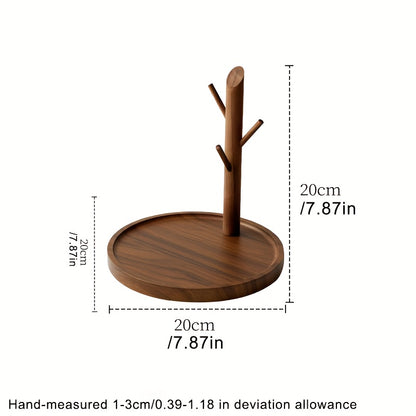 1pc Minimalist Solid Wood Stand Tray Desktop Organizer - Vertical 45° Hook Multi-Functional Storage Shelf, Tabletop Entryway Key Holder Open Display Rack for Living Room, Hallway, Bedroom & Office Jewelry Cosmetics Showcase